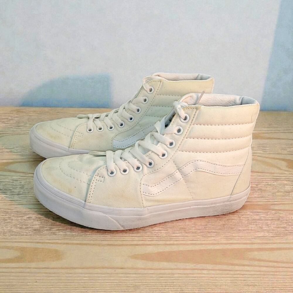 Vans Off the Wall Hi Top Triple White Sneakers - Women's Size 8.5